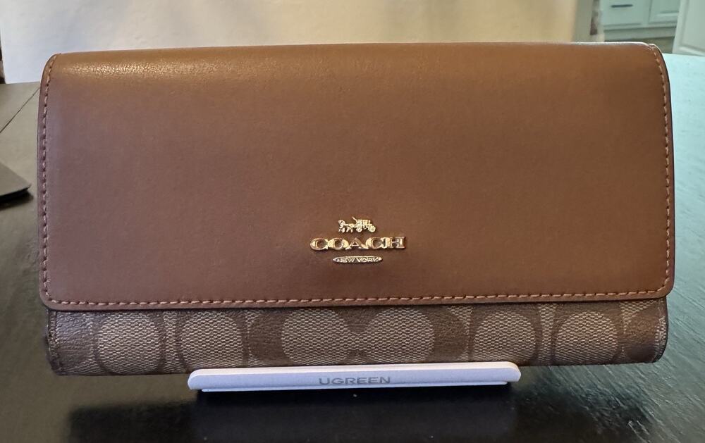 Coach Slim Trifold Wallet In Signature Canvas